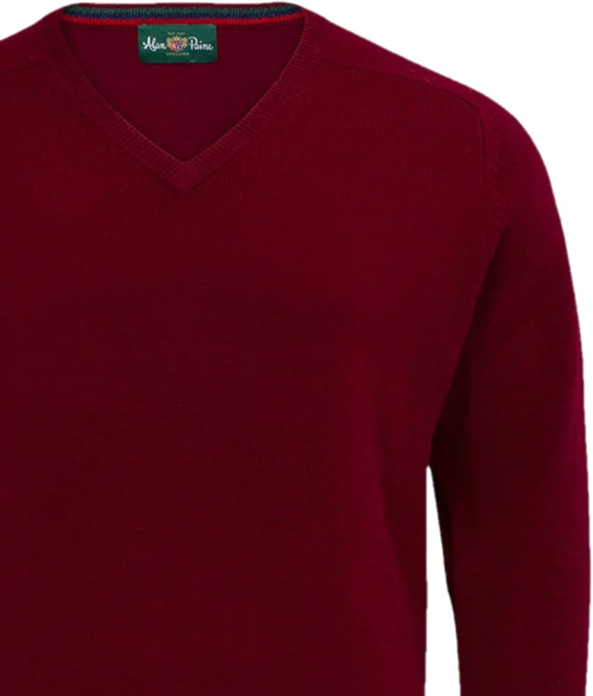Streetly V-Neck Pullover lampaanvillainen pusero, viininpunainen, view: 1