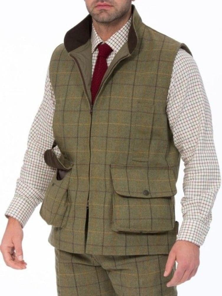 M's Rutland Tweed Waistcoat Dark Moss, view: 1