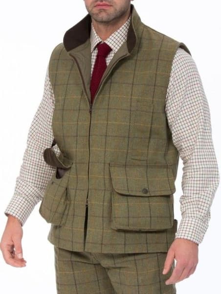 M's Rutland Tweed Waistcoat Dark Moss, view: 1