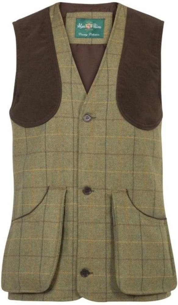 M's Rutland Tweed Shooting Waistcoat Dark Moss, view: 0