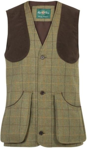 M's Rutland Tweed Shooting Waistcoat Dark Moss, view: 0