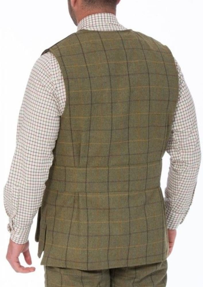 M's Rutland Tweed Shooting Waistcoat Dark Moss, view: 2