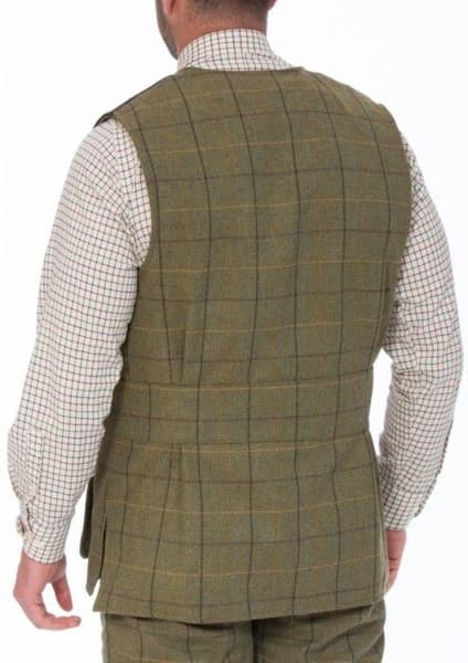 M's Rutland Tweed Shooting Waistcoat Dark Moss, view: 2