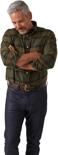 Ilkley Flannel Button Down Collar Shirt flanellipaita, Olive Check, view: 1