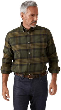 Ilkley Flannel Button Down Collar Shirt flanellipaita, Olive Check - view: 2