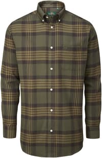 Ilkley Flannel Button Down Collar Shirt flanellipaita, Olive Check - view: 0