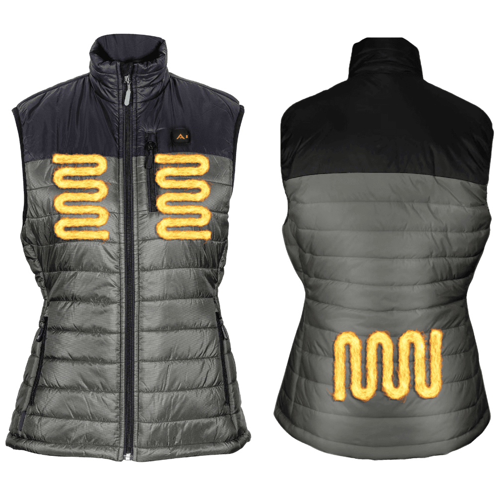 Heat Puff Vest Dunfri Lämpöliivi Naisten sis. Powerbank Harmaaviher, view: 2