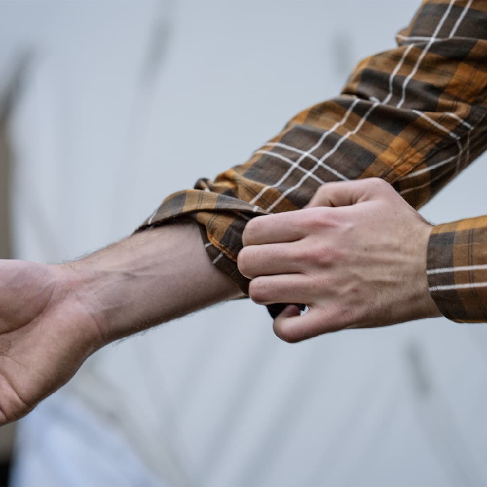 Glen Flanellskjorta Dark Brown/Camel Check, view: 3