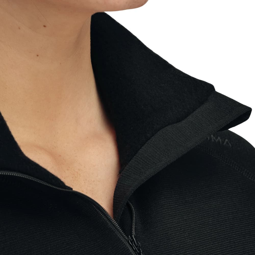 W's Fleecewool V2 Polo W/ Zip Jet Black, view: 3