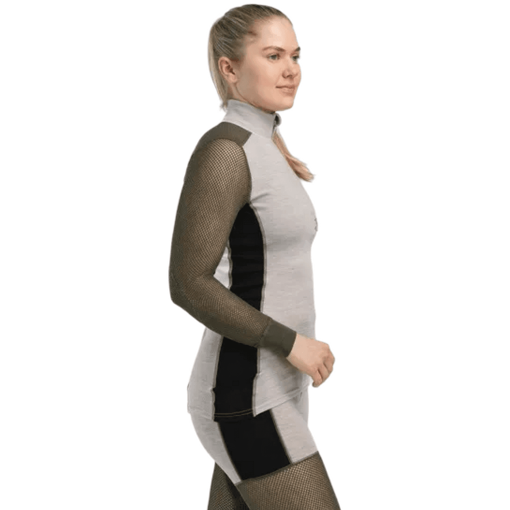 W's Woolnet Hybrid Mockneck Beige Melange/Tarmac/Jet Black, view: 3