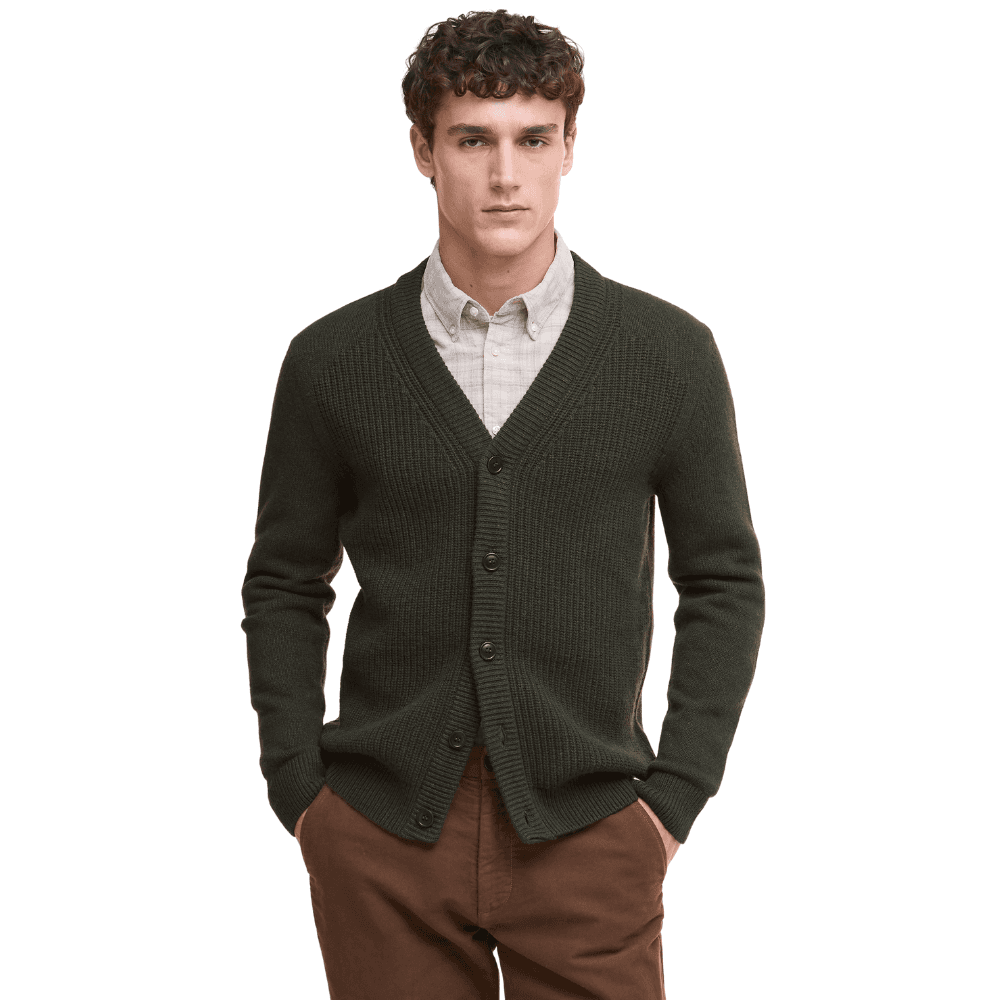 M's Mainland Knitted Cardigan Olive, view: 1