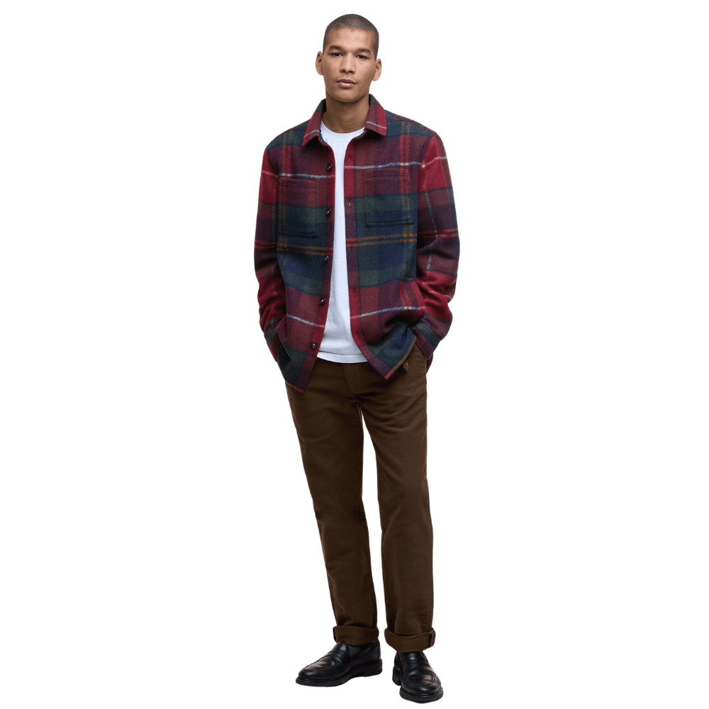 M's Chapter Tailored Check Overshirt Winterberry Tartan, view: 6