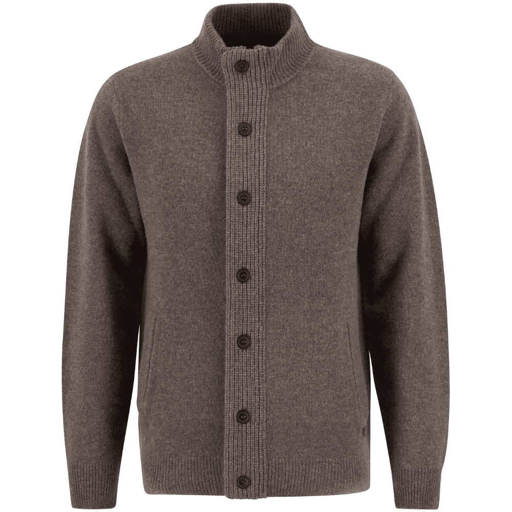 M's Essential Patch Zip Through Knitted Jumper Dark Stone, view: 0