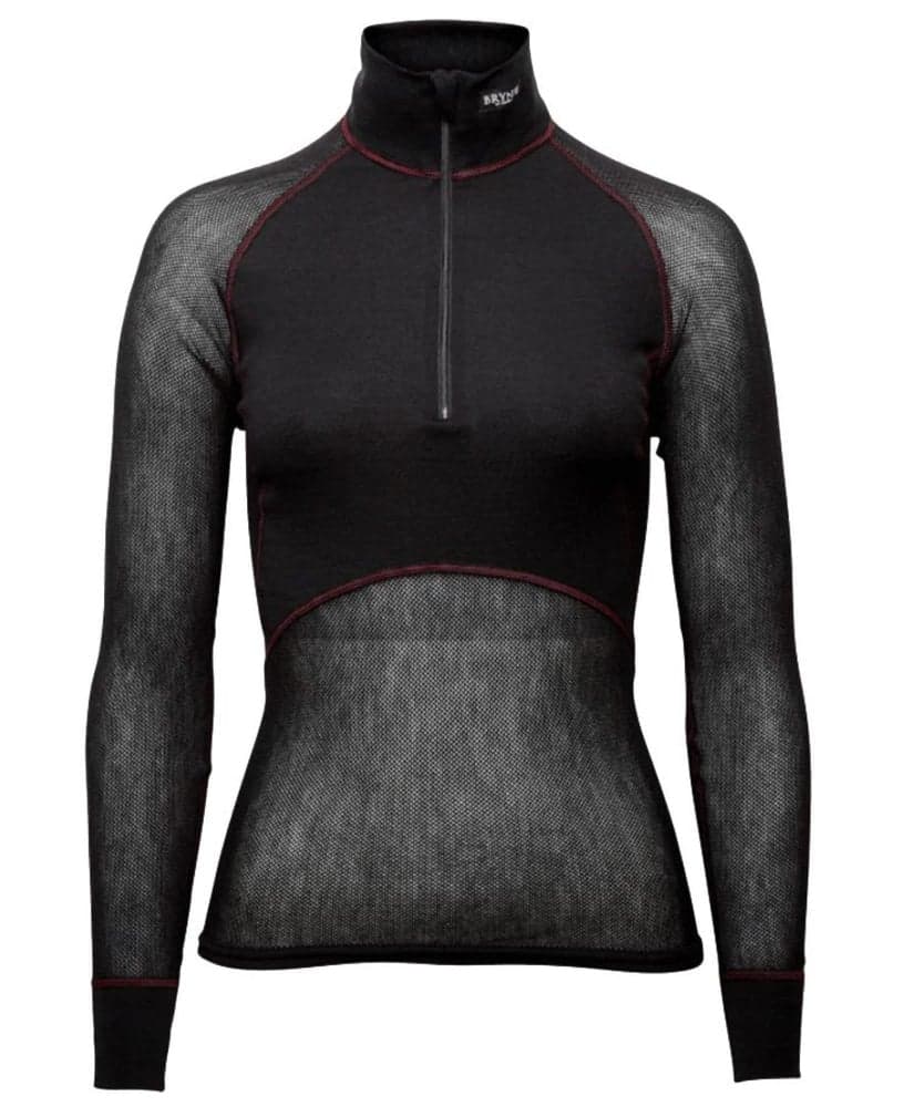 Wool Thermo Light Zip-polo 3/4 W's Black, view: 0