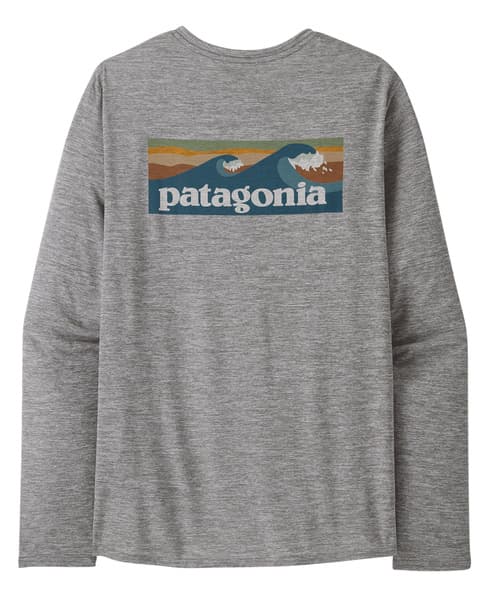 M's L/S Cap Cool Daily Graphic Shirt - Waters Boardshort Logo Abalone Blue: Feather Grey, view: 0