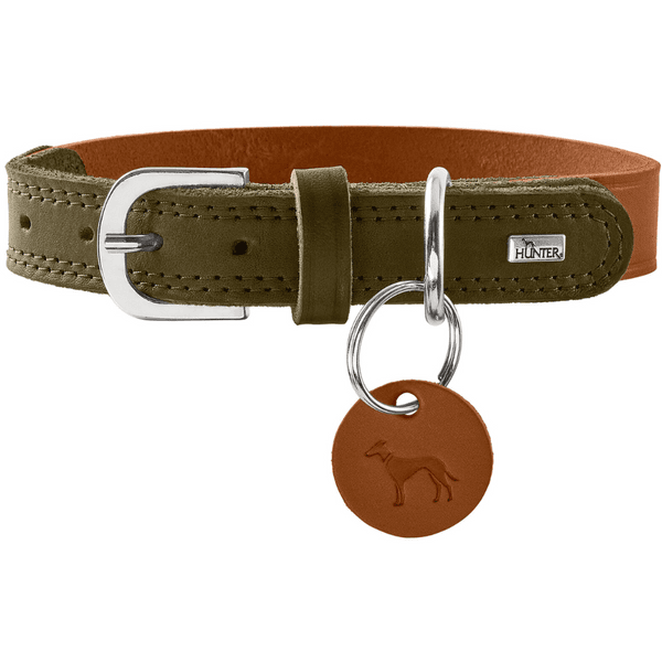 Collar Lemvig 60/M-L Leather Cognac/Olive Green, productDetailPage.view: 0