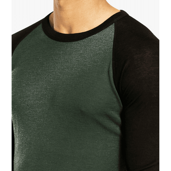 Rav Base Crew -miesten aluspaita, musta/beetle green, view: 3