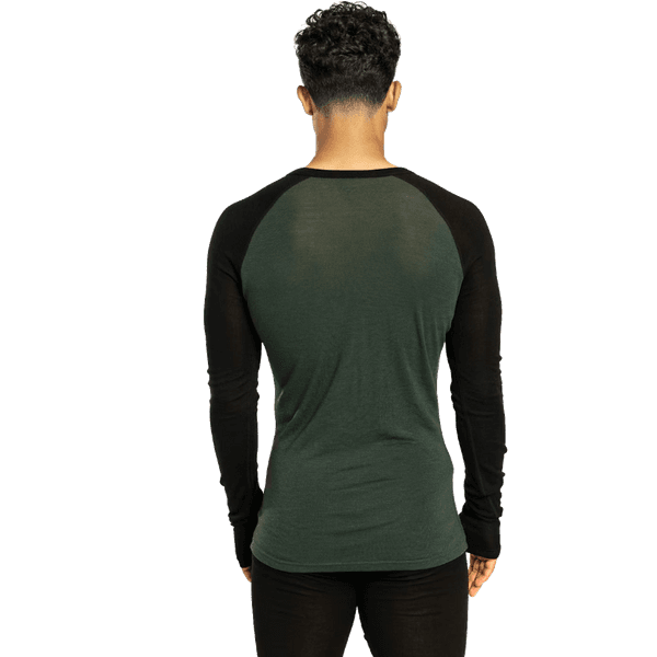 Rav Base Crew -miesten aluspaita, musta/beetle green, view: 2