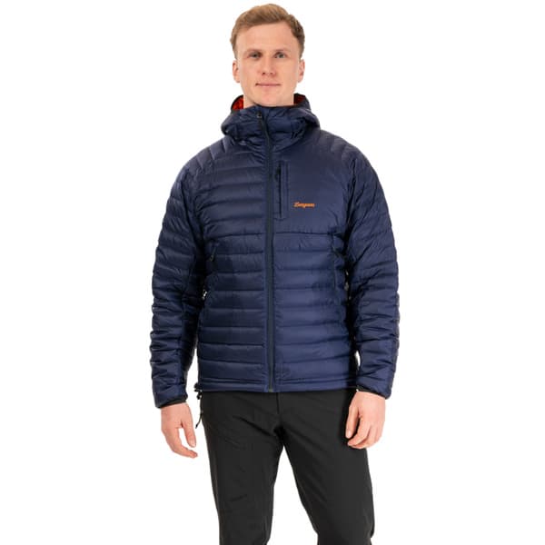M's Vaagaa Light Down Jacket Hood Navy Blue/Alert Orange, view: 2