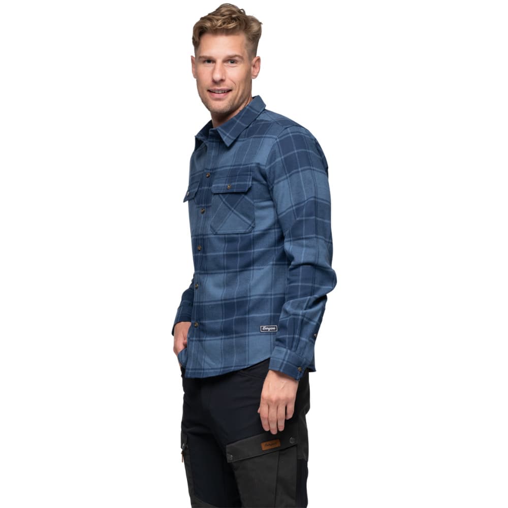 M's Nordmarka Flannel Shirt Granite Blue/Navy Blue Check, view: 2