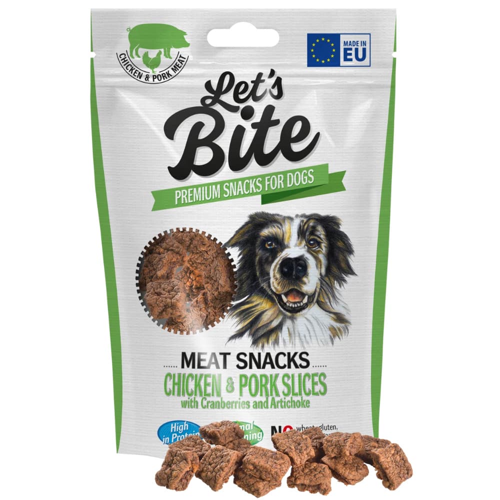 Let's Bite Meat Snacks kana- ja sianlihaviipaleet karpalolla, 80 g, view: 1