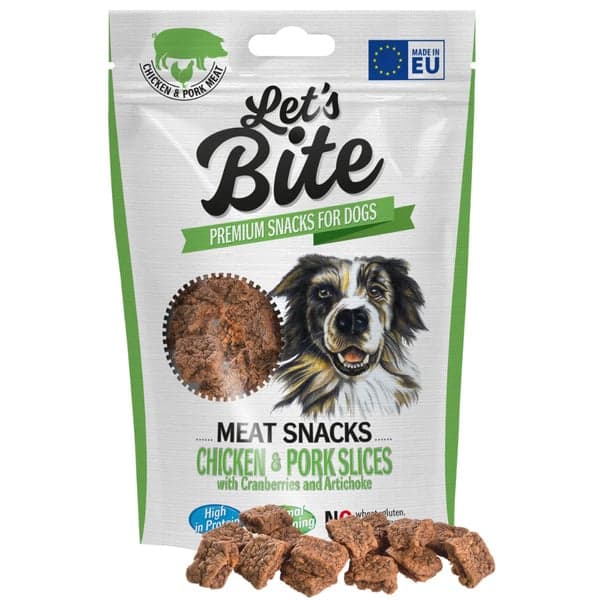 Let's Bite Meat Snacks kana- ja sianlihaviipaleet karpalolla, 80 g, view: 1