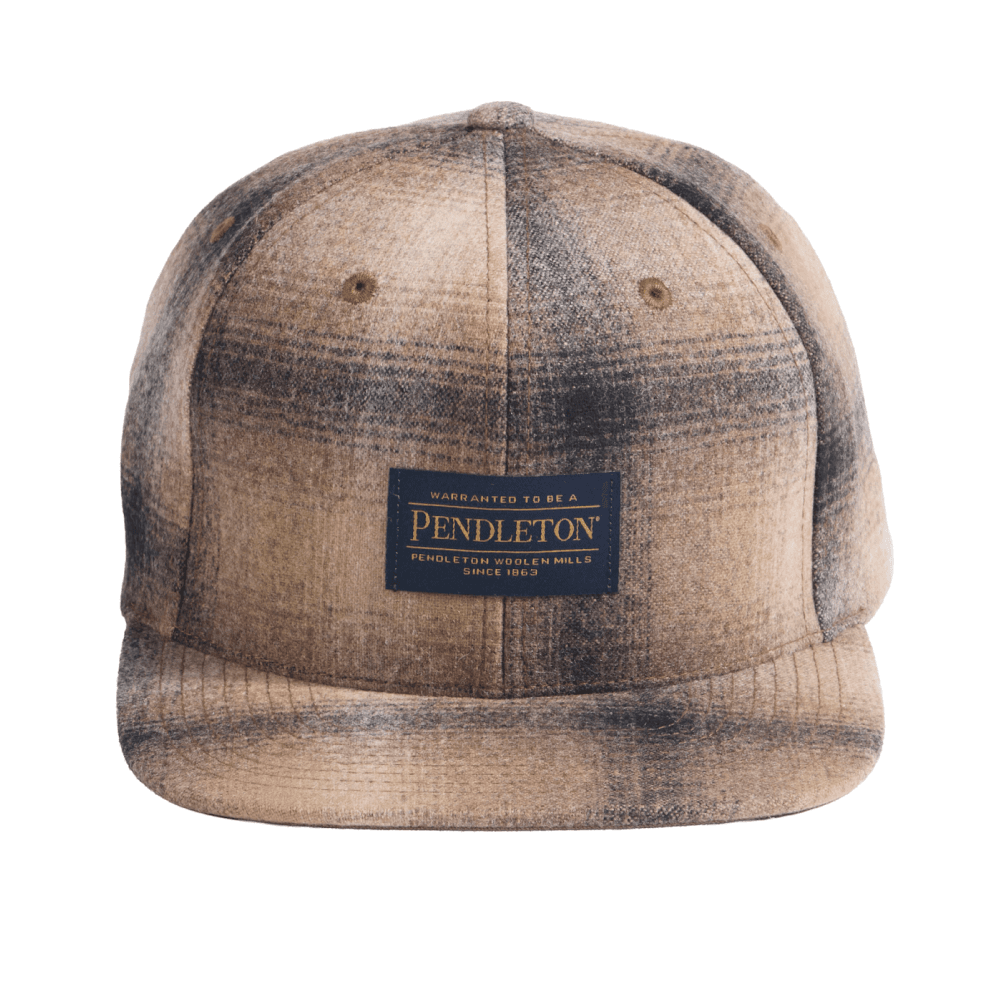 Plaid Flat Brim Hat Tan/Taupe Ombre, view: 2