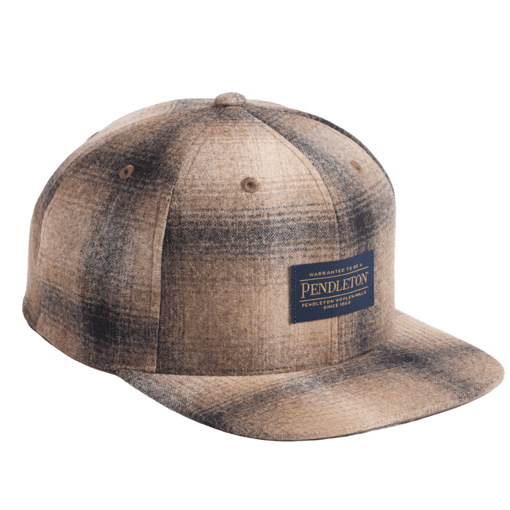 Plaid Flat Brim Hat Tan/Taupe Ombre, view: 0