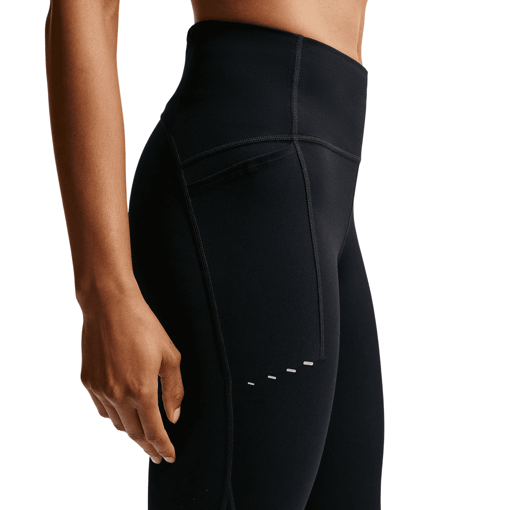 W's Swift High-Waisted 7/8 Running Leggings With Pockets Black/Reflective Silv, view: 4