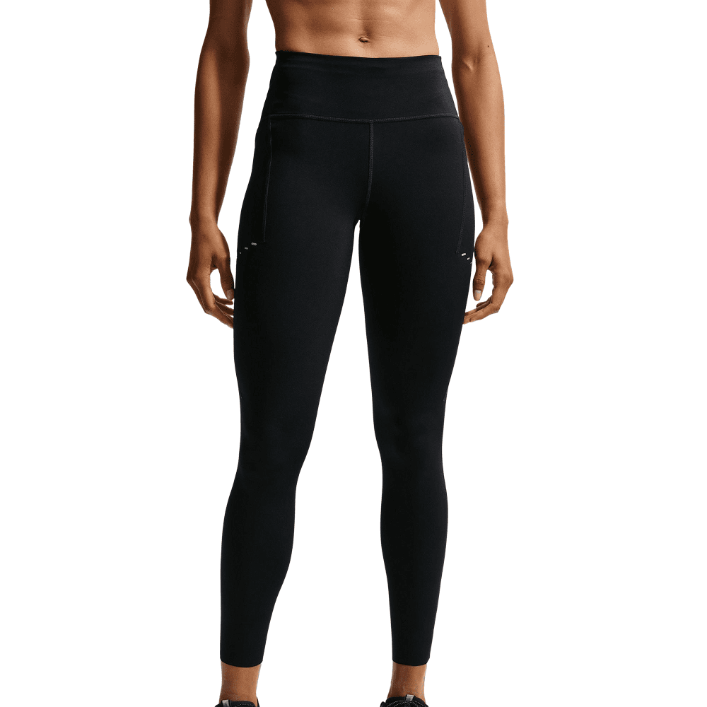 W's Swift High-Waisted 7/8 Running Leggings With Pockets Black/Reflective Silv, view: 2