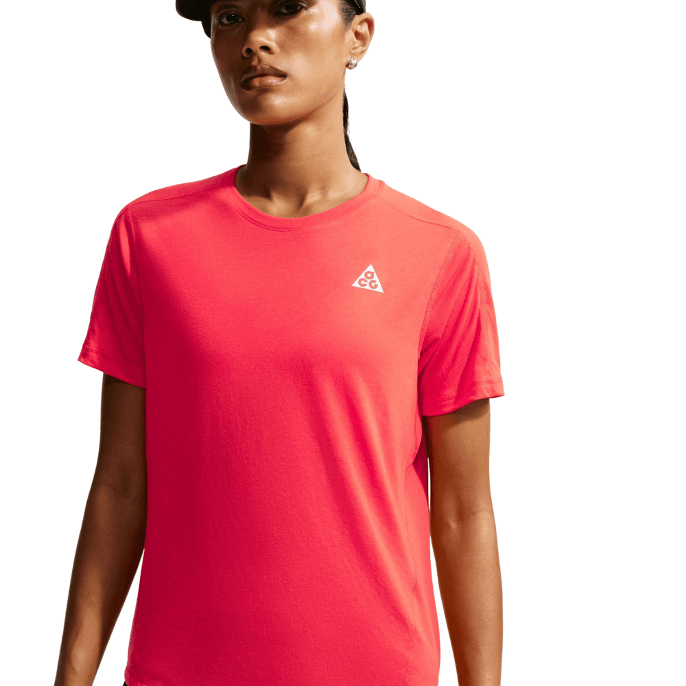 W's Acg Dri-Fit Short-Sleeve Trail Running Top Lt Crimson/Summit White, view: 0