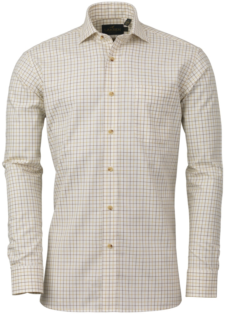 productImage: Reg Cotton Wool Shirt kauluspaita, keltainen/ruskea