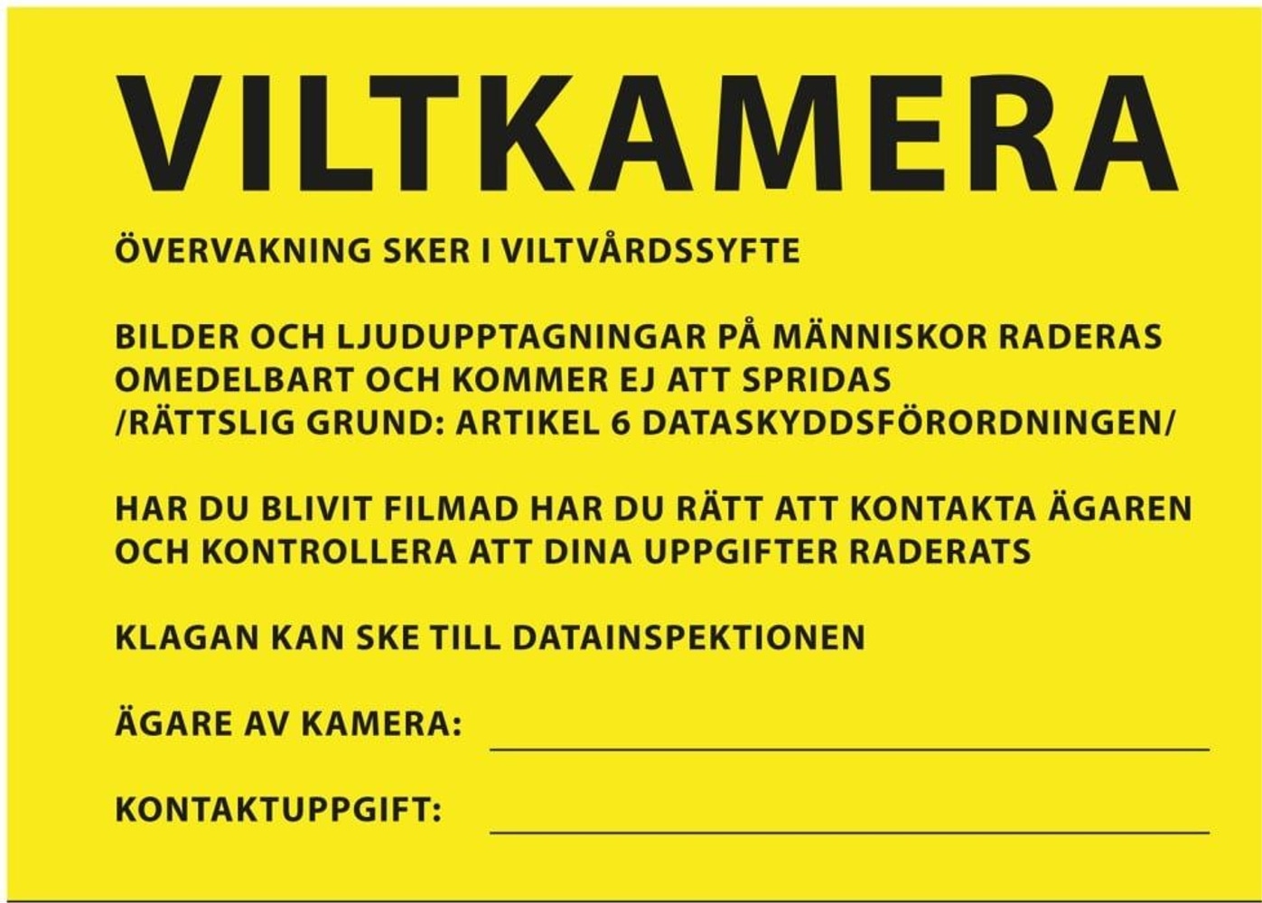 productImage: Varningsskylt Viltkamera/Åtelkamera