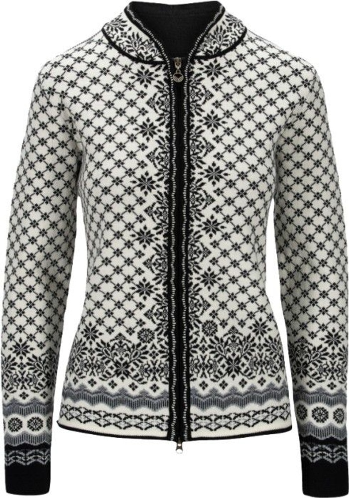 productImage: Dale of Norway Solfrid Jacket naisten neuletakki, Off White/Black/Schiefer Grau