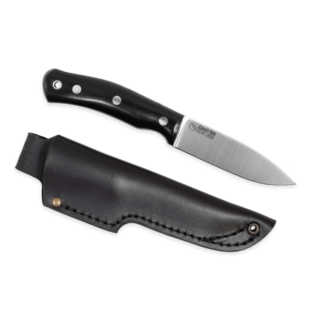 productImage: No.10 Swedish Forest Knife Sandvikin 14C28N puukko, Black Micarta