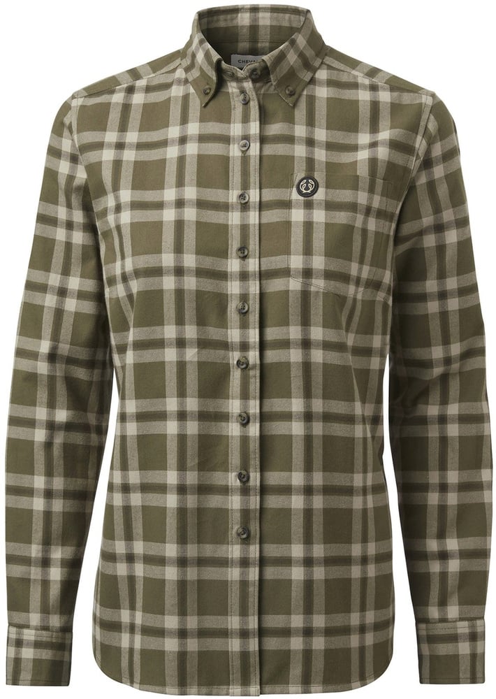 productImage: Teal Light Flannel Shirt naisten flanellipaita, Olive Green Checked