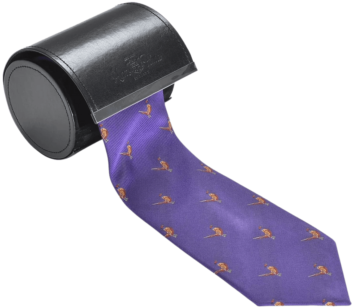 productImage: Ripon Silk Tie silkkisolmio, Standing Pheasant Purple