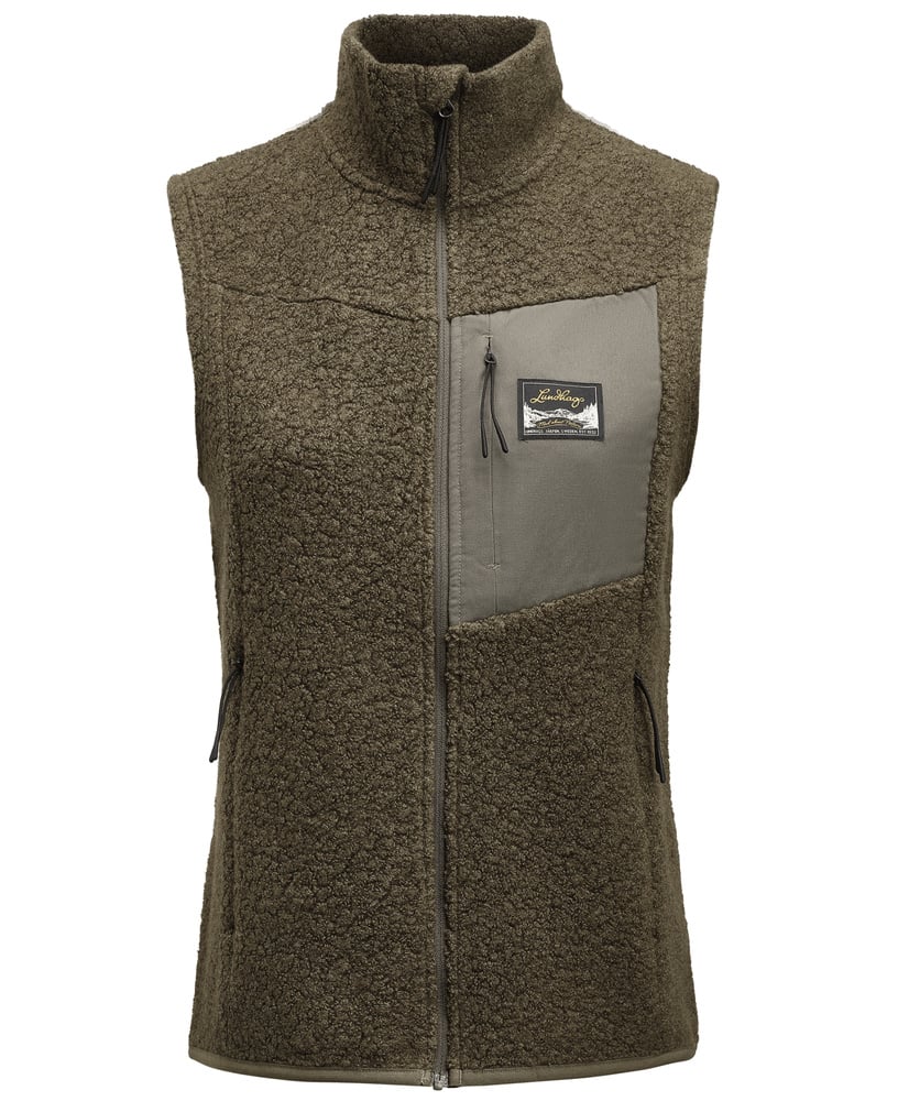 productImage: W's Flok Wool Pile Vest Forest Green