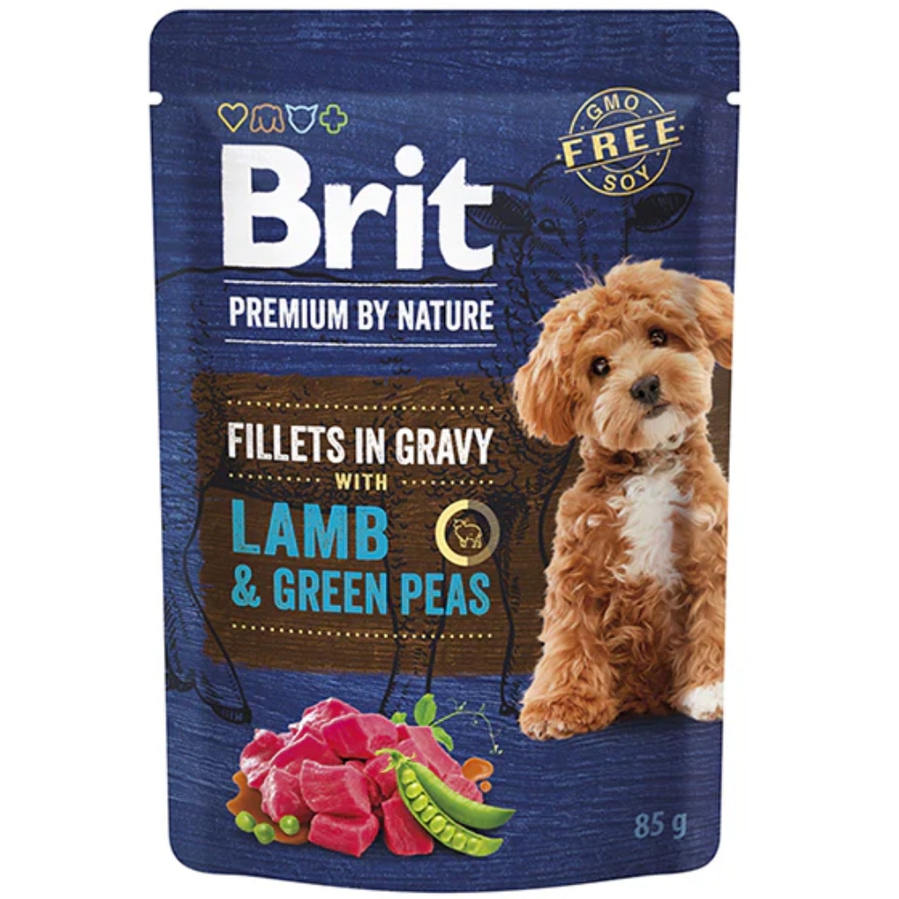 productImage: Brit Premium by Nature fileet kastikkeessa lammas ja vihreät herneet, 85 g