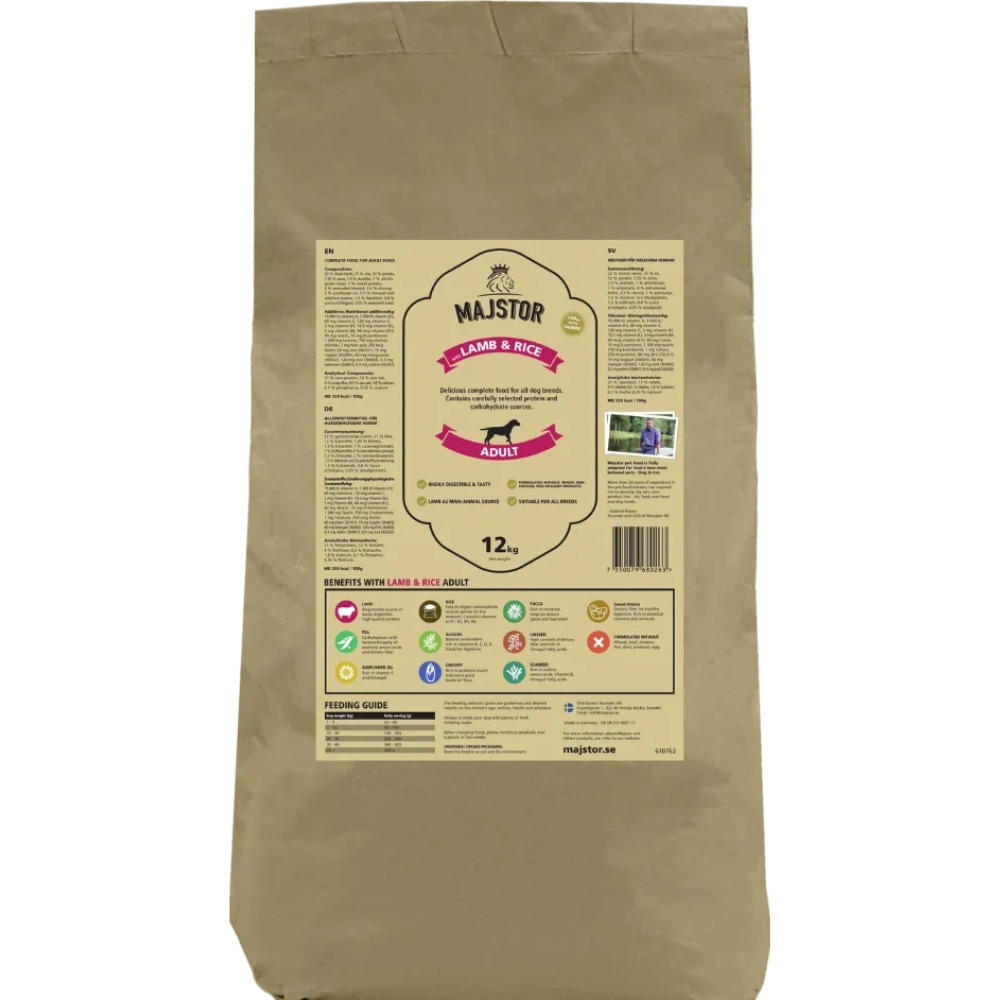 productImage: Majstor Original lammas & riisi, aikuisille koirille, 12 kg