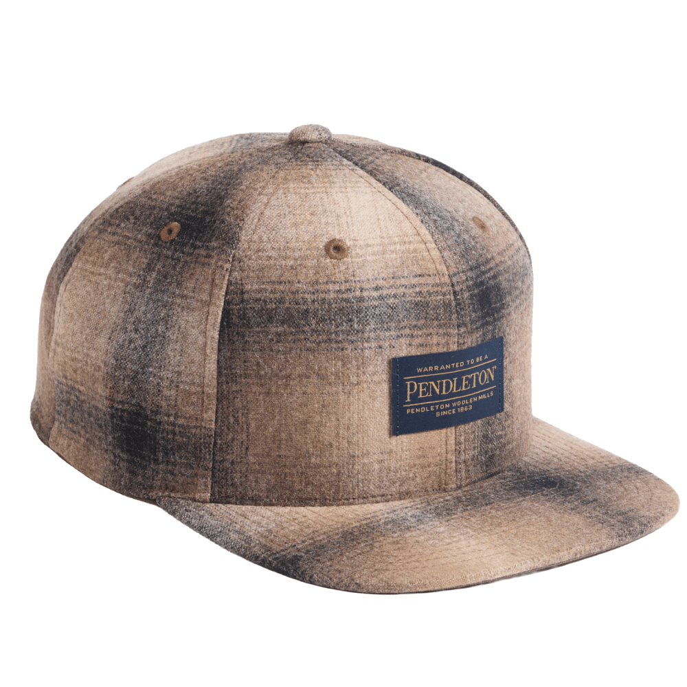 Plaid Flat Brim Hat Tan/Taupe Ombre, view: 1