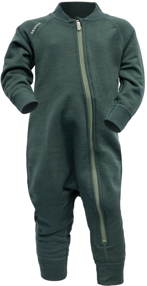 productImage: Nibba Merino Playsuit Baby vauvojen villahaalari, tummanvihreä