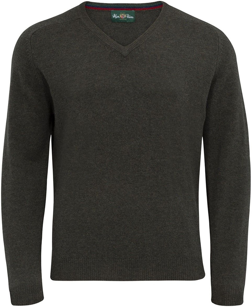 Streetly V-Neck Pullover lampaanvillainen pusero, tummanvihreä, view: 1