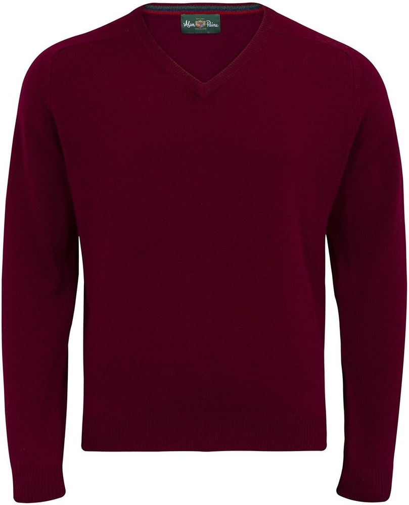 Streetly V-Neck Pullover lampaanvillainen pusero, viininpunainen, view: 1