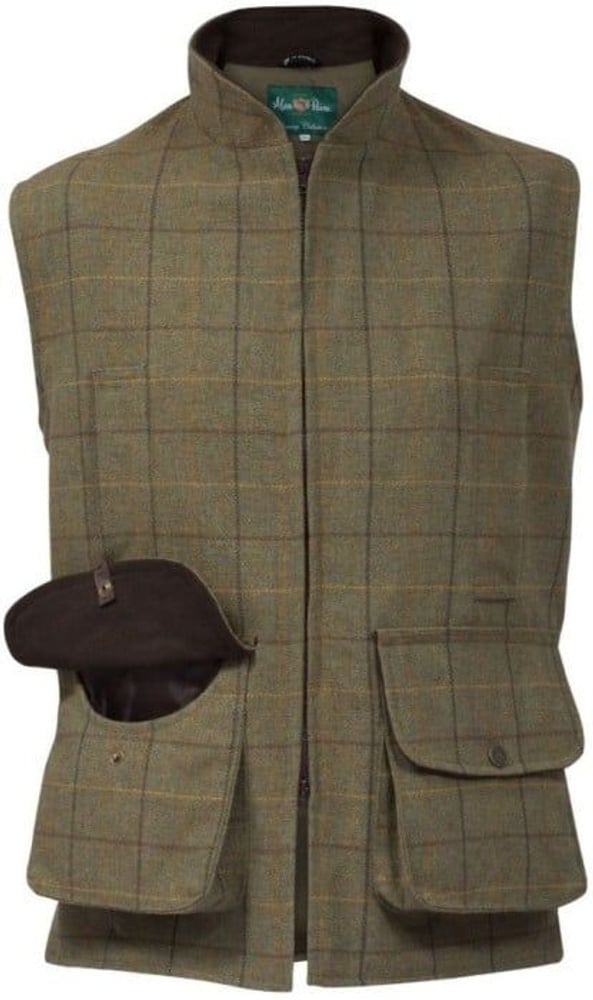 productImage: M's Rutland Tweed Waistcoat Dark Moss