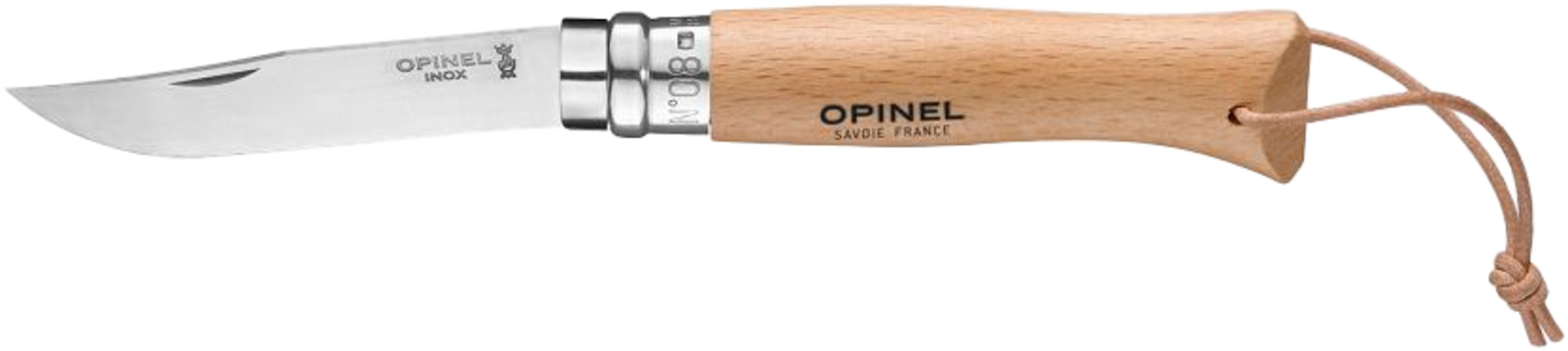 productImage: Classic No8 Stainless Steel Beechwood taittoveitsi nahkanauhalla, 8,5 cm
