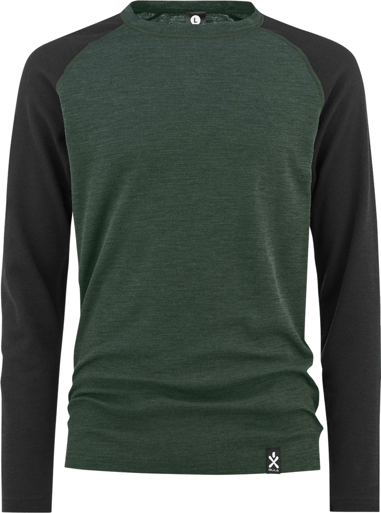 productImage: Norm Merino Wool Crew kerrastopaita, musta/vihreä