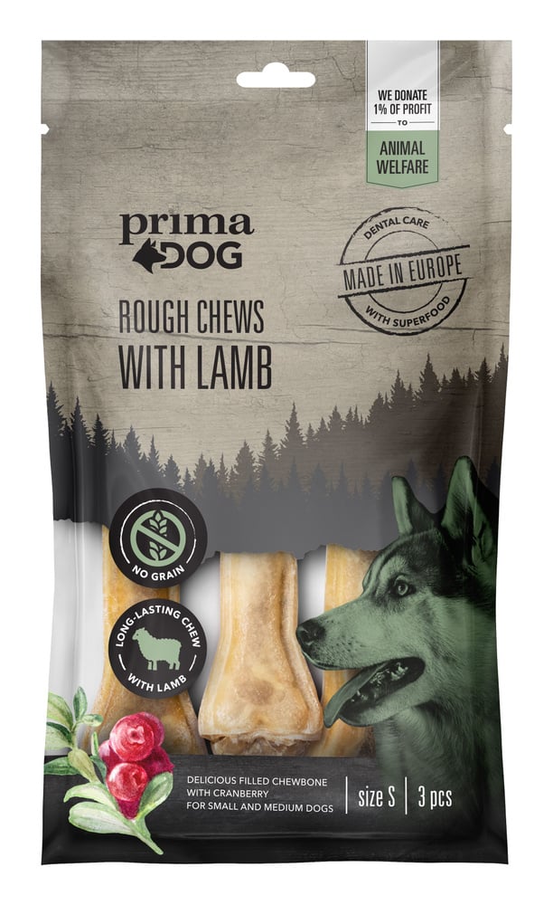 productImage: Prima Dog Rough Chews Lamb/Cranberry puruluu lammas/karpalo, 10 cm, 3 kpl