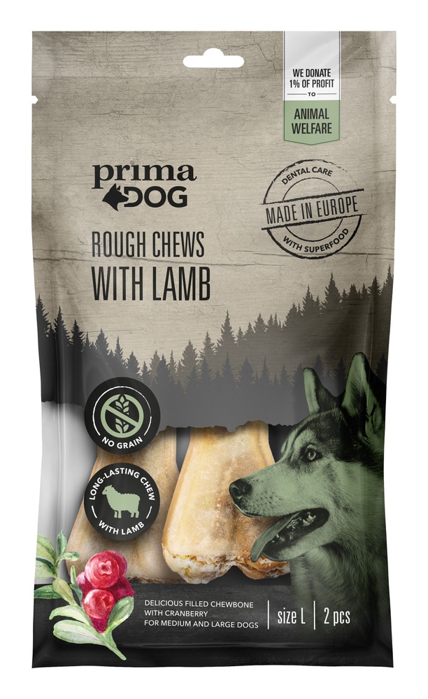 productImage: Prima Dog Rough Chews Lamb/Cranberry puruluu lammas/karpalo, 13,5 cm, 2 kpl