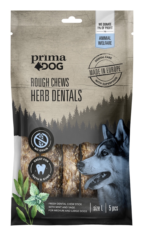 productImage: Prima Dog Rough Chews Dental Mint/Sage purutikku, 15 cm